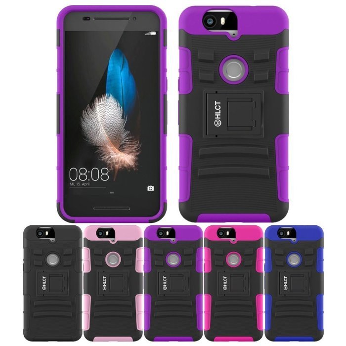 Google Nexus 6P Case, HLCT Rugged Shock Proof Dual-Layer PC and Soft Silicone Case With Built-In Kickstand for... N29
