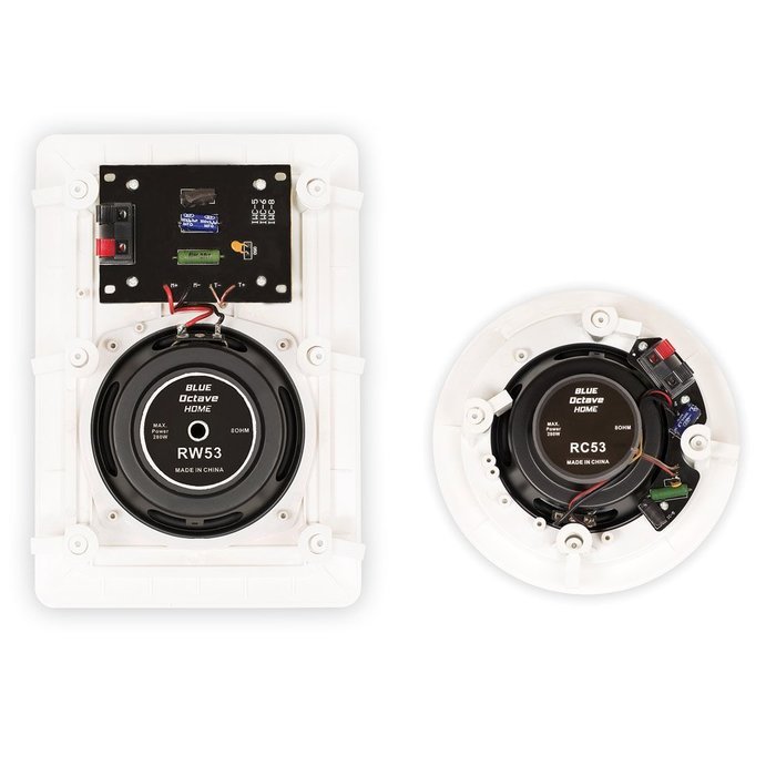 Blue Octave RH-537 In Wall and In Ceiling Speakers Home Theater Surround Sound 7 Speaker Set N3