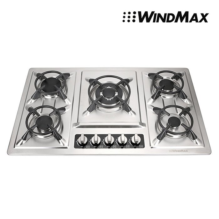 Windmax 35.5 inch Stainless Steel 5 Burner Built-In Stove NG Gas Cooktop Cooker N3