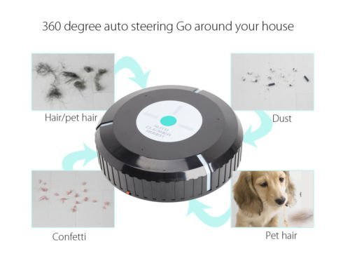 Home Smart Auto Robotic Dust Vacuum Robot Floor Cleaner Mop Sweeper Black 9"Mini