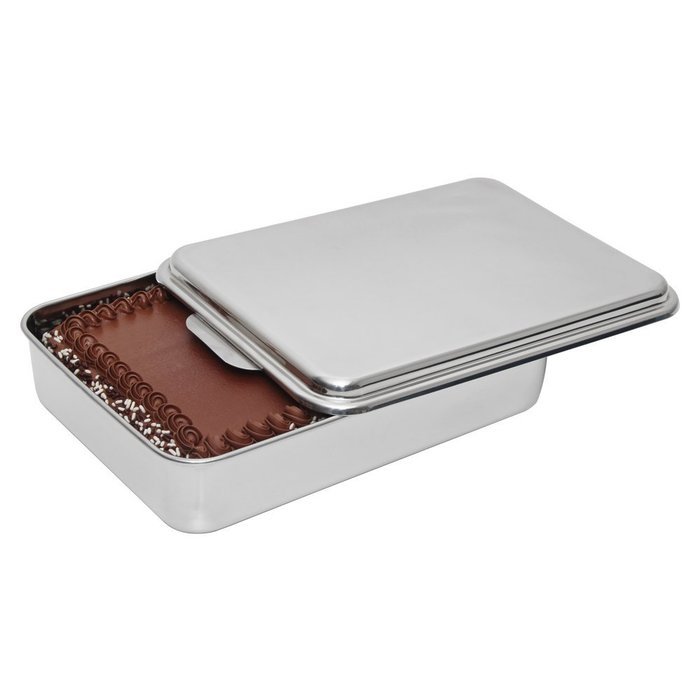 Lindy's Stainless Steel 9 X 13 inches Covered Cake Pan, Silver N2