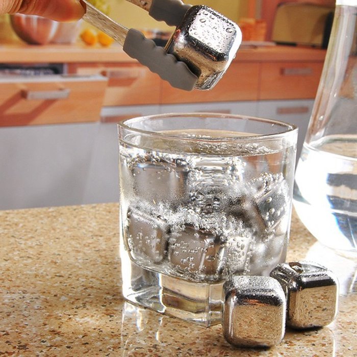 Stainless Steel Whiskey Stones Set of 8 with Plastic Storage Box Reusable Ice Cubes N3