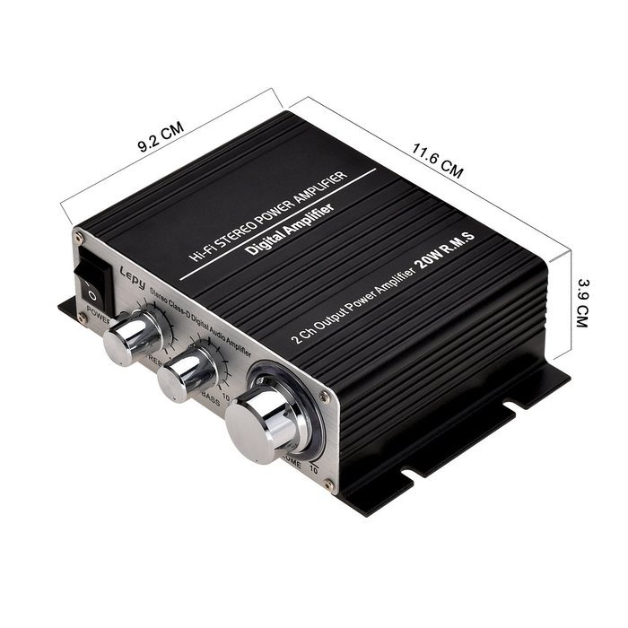 ONEU Mini Amplifier, 2 Chanel Class D Stereo Amplifiers 2x20W, Hifi Subwoofer AMP, Blue LED Light High Power Amplifier...