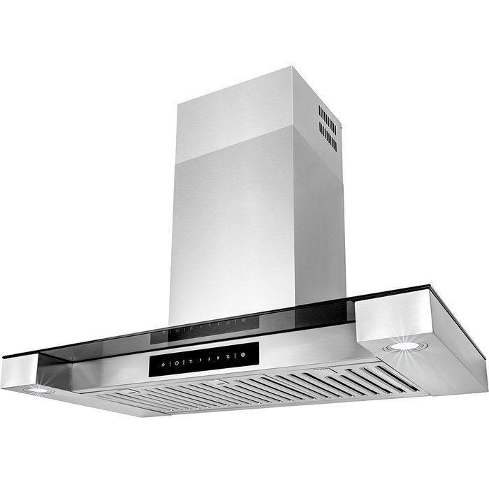 Golden Vantage 36" Stainless Steel Tempered Glass Wall Mount Touch Screen Display LED Light Kitchen Cooking Vent... N5
