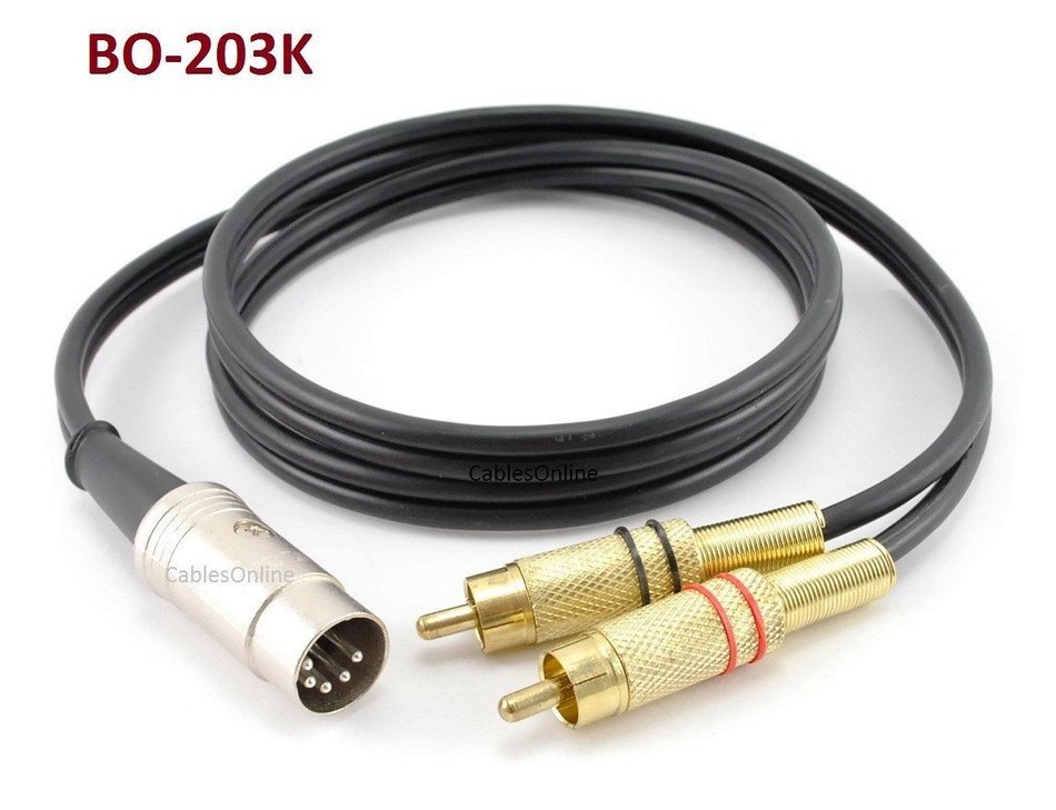 3ft Bang & Olufsen 5-pin DIN to 2-rca Black Audio Cable