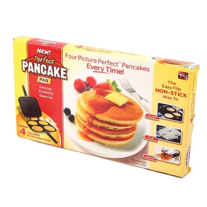 Outgeek Pancake Maker Round Shaped DIY Perfect Pancake Pan Black N2