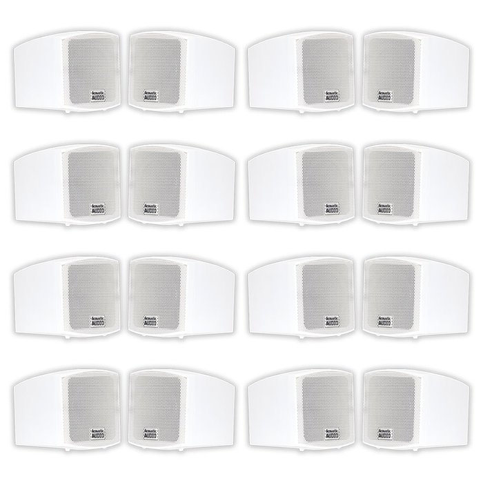 Acoustic Audio AA321W Mountable Indoor Speakers 3200 Watts White Bookshelf 8 Pair Pack AA321W-8Pr