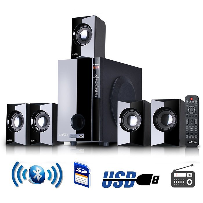 beFree Sound 5.1 Channel Surround Sound Bluetooth Speaker System in Black N11