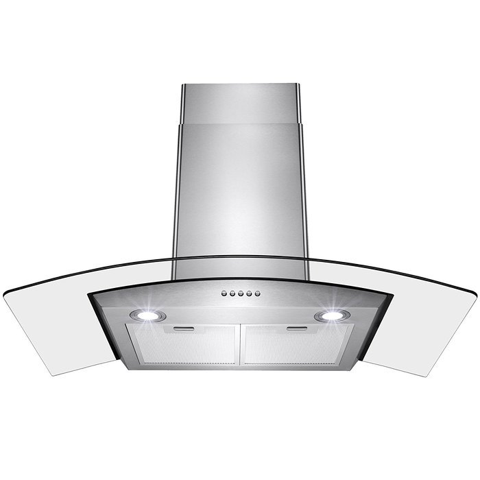 Perfetto Kitchen and Bath 36" Convertible Wall Mount Range Hood in Stainless Steel with LEDs, Push Controls &... N5