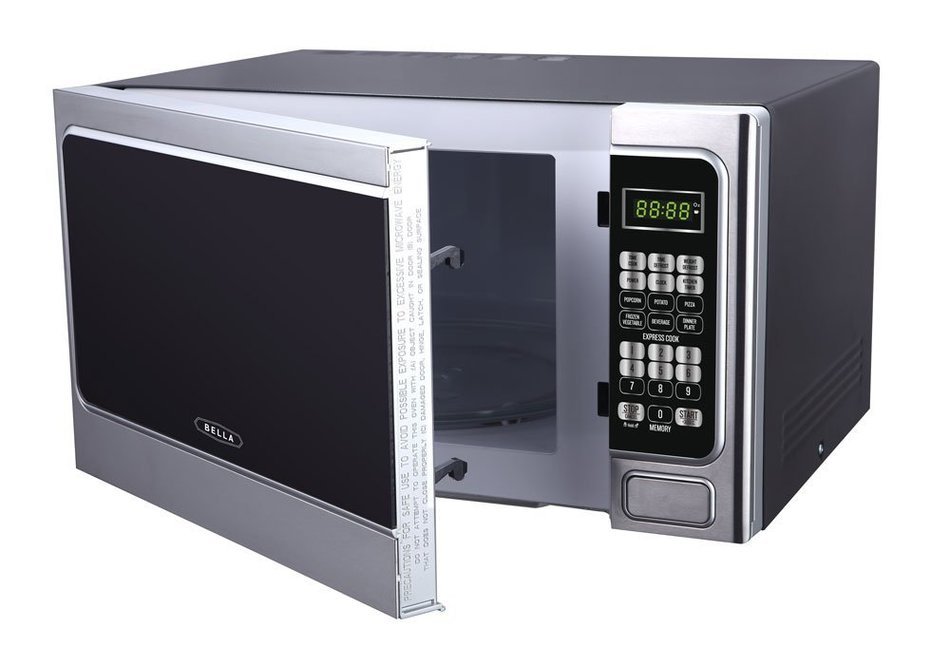 Bella BMO11ABTBKC 1000W Family-Sized Digital Microwave Oven, 1.1 cu. ft., Stainless Steel and Black N10