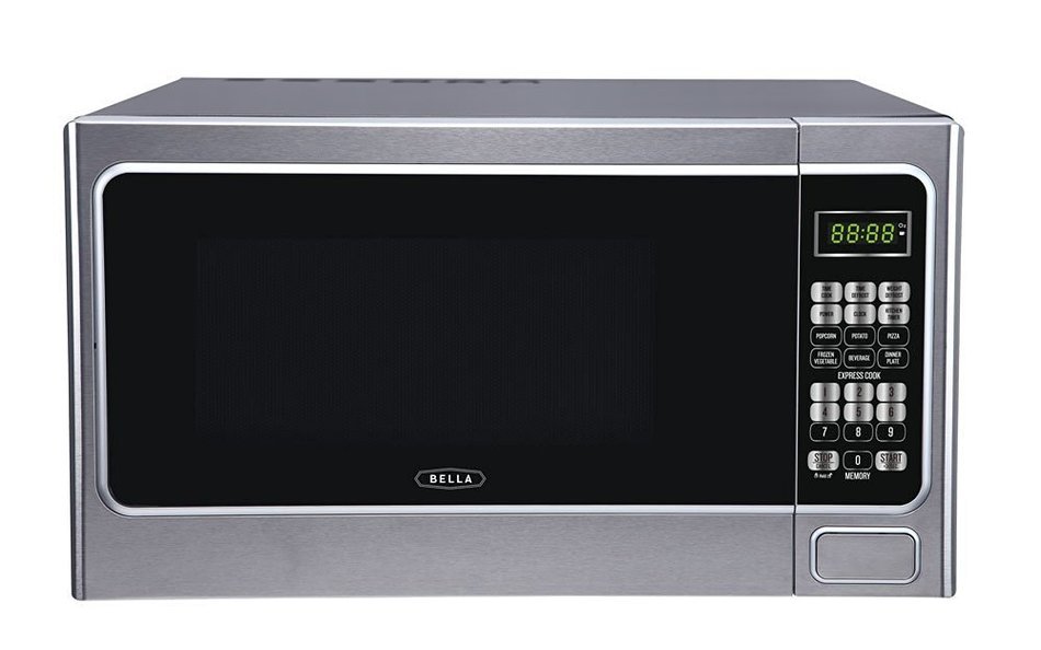 Bella BMO11ABTBKC 1000W Family-Sized Digital Microwave Oven, 1.1 cu. ft., Stainless Steel and Black N11