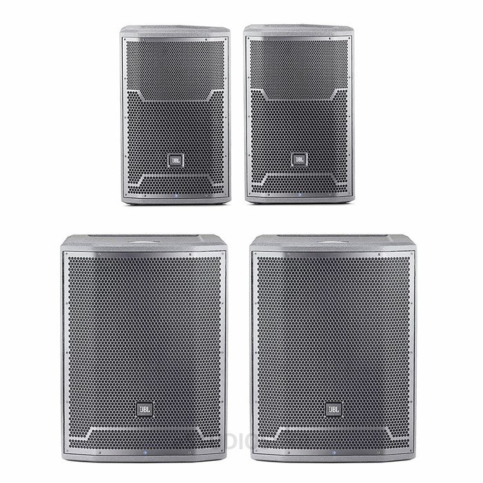 JBL PRX 712 Powered Speakers (Pair) with PRX718XLF Subwoofers (Pair) Bundle