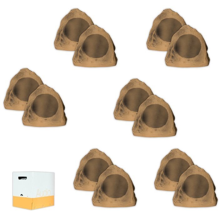 Acoustic Audio B6RS Brown 3600W Outdoor Weatherproof 6.5" Rock Speakers 6 Pair Pack with Wire B6RS-6PRW