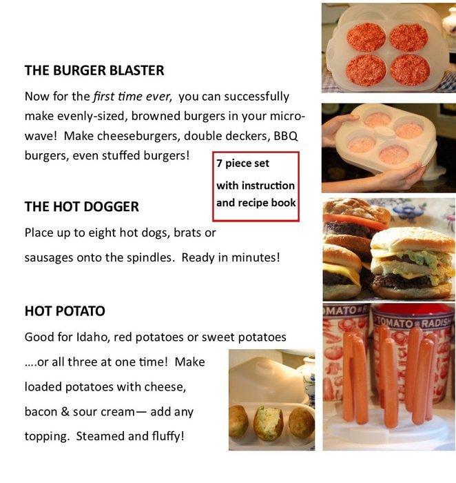 MICROWAVE MAGIC, THE BURGER BLASTER & MICROWAVE ACCESSORIES N2