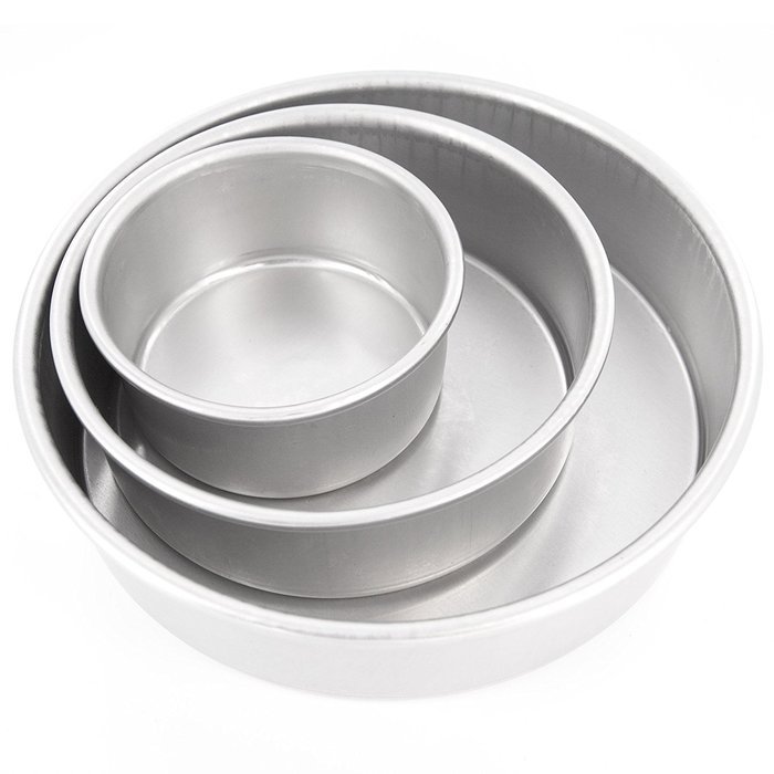 Cake Pan Set of 3, Round 2 Inches (4", 6", 8") by Magic Line