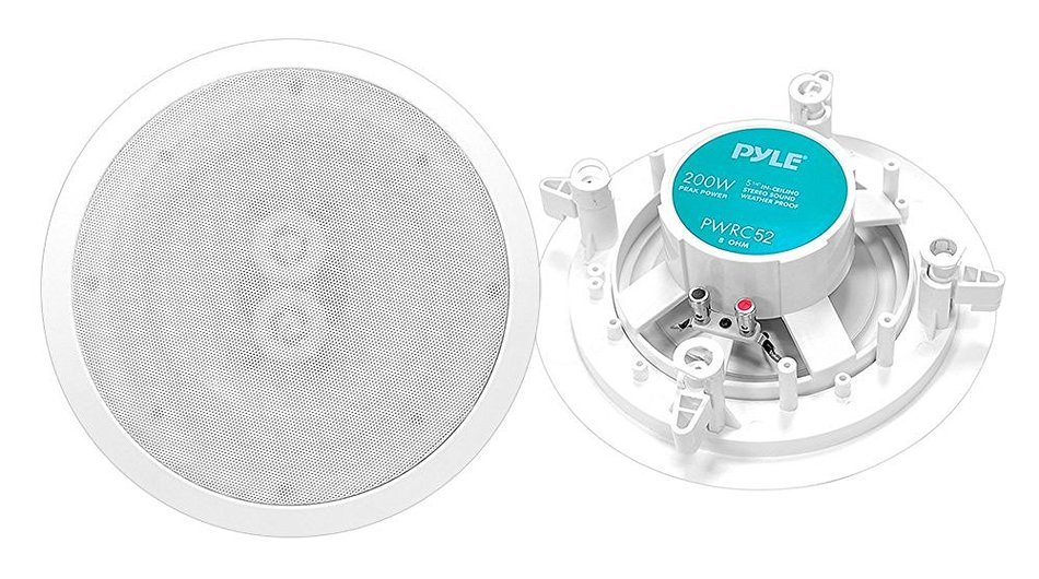Pyle Home PWRC52 5.25-Inch Weather Proof 2-Way In-Ceiling / In-Wall Stereo Speaker (Single Speaker) N7
