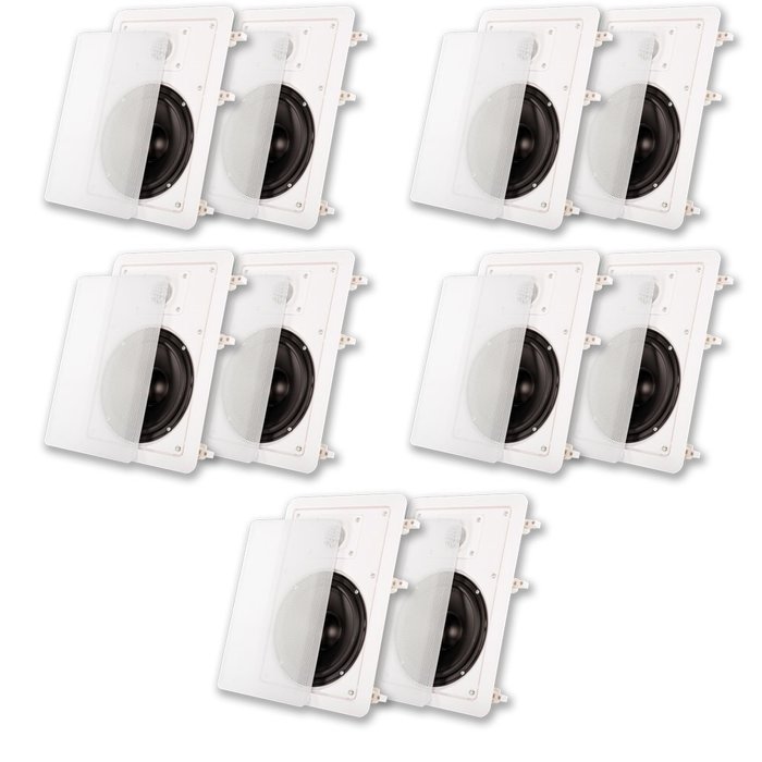 Acoustic Audio MT6 In Wall 6.5" Speaker 5 Pair Pack 2 Way Home Theater 2500 Watt MT6-5PR