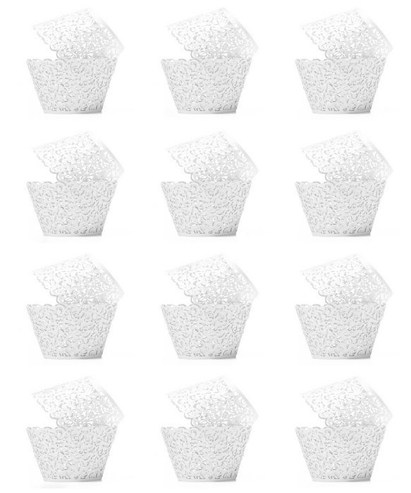 Baloray Pack of 24 Filigree Little Vine Lace Laser Cut Cupcake Wrapper Liner Baking Cup Muffin Case Trays Wedding...