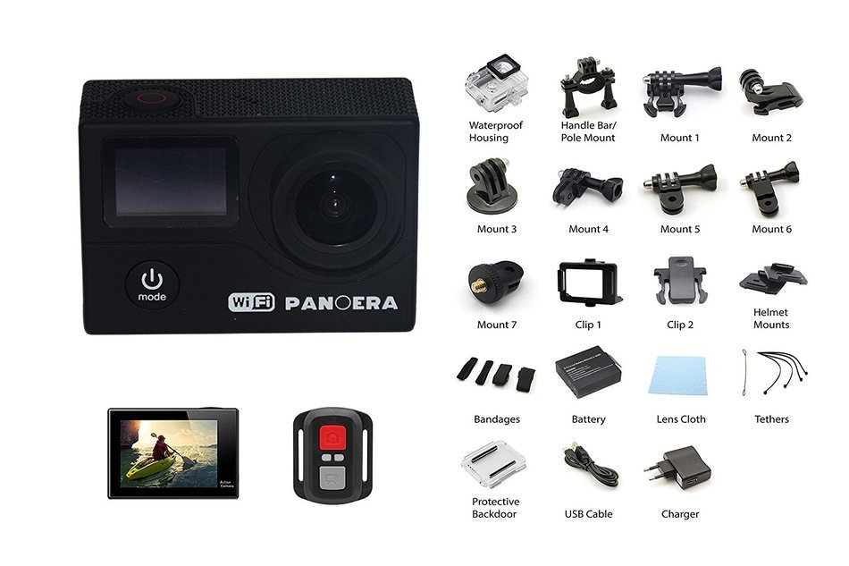 Panoera Z20 2.0inch Dual Screen WIFI 4K Waterproof Sports Action Camera with Li-ion Rechargeable and FREE Waterproof... N5