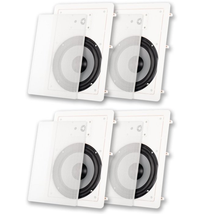 Acoustic Audio CS-IW830 In Wall 8" Speaker 3 Way Home Theater 2 Pair Pack 1400 Watt CS-IW830-2PR