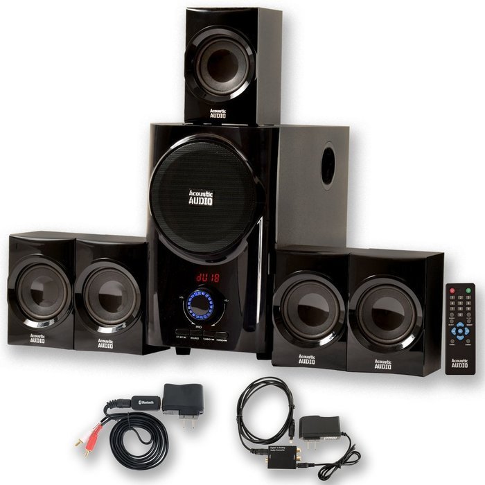 Acoustic Audio AA5160 Home 5.1 FM Speaker System with Bluetooth and Optical In AA5160BD
