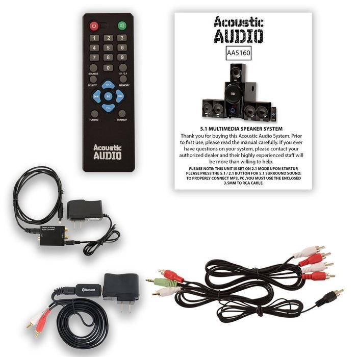 Acoustic Audio AA5160 Home 5.1 FM Speaker System with Bluetooth and Optical In AA5160BD N2