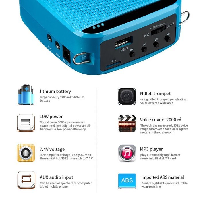 WinBridge WB003 Portable Waist Voice Amplifier with 7.4V/1200MAh Lithium Battery Suitable for Tour Guides, Teachers... N7