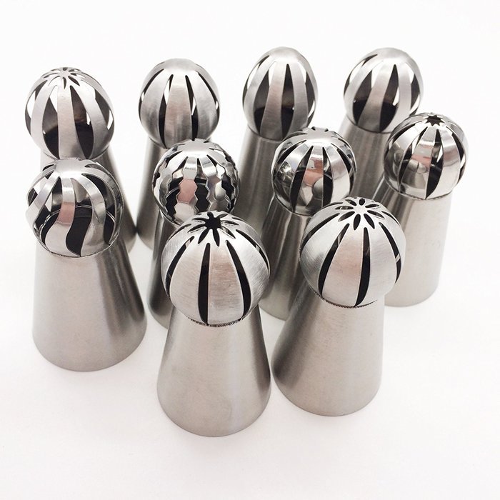 Ylife 10pcs/ set Sphere Ball Tips Russian Icing Piping Nozzles Tips Pastry Cake Fondant Cupcake N2