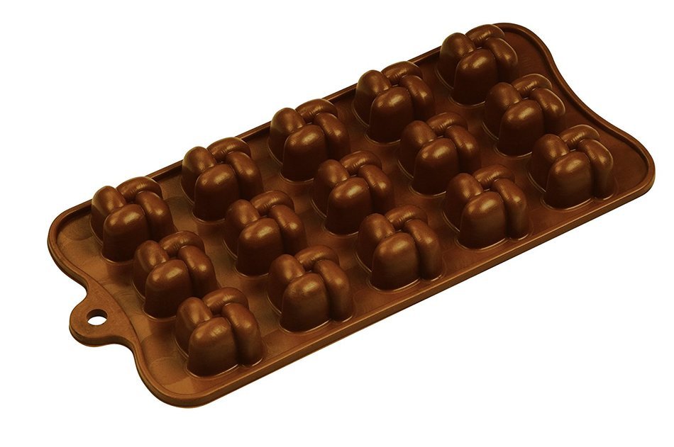 Fat Daddio's Interlocking Square Silicone Chocolate Mold, 15-Piece Per Mold