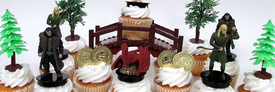 THE HOBBIT an Unexpected Journey 14 Piece Birthday CUPCAKE Topper Set Featuring 6 Random Hobbit Figures, Themed... N2