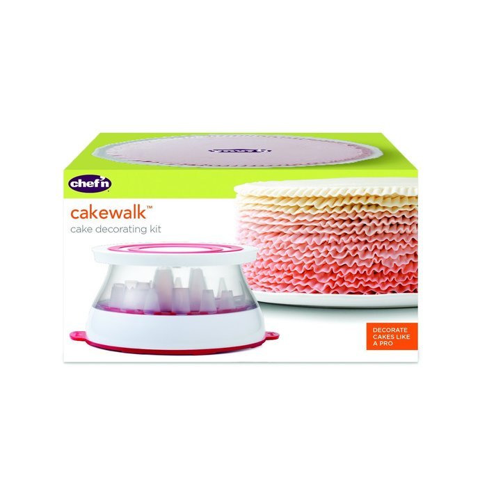 Chef'n Turntable Rotating Cake Stand Decorating Kit With 16 Decorating Tips, Coupler and Flower Nail N3