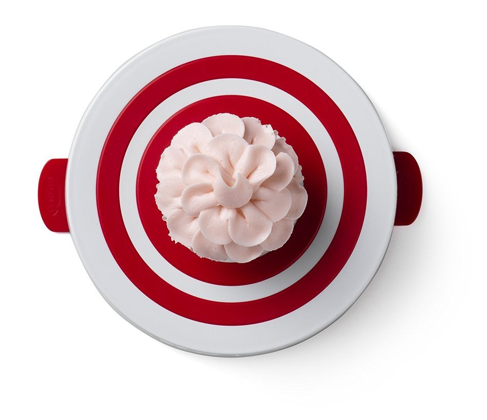 Chef'n Turntable Rotating Cake Stand Decorating Kit With 16 Decorating Tips, Coupler and Flower Nail N4