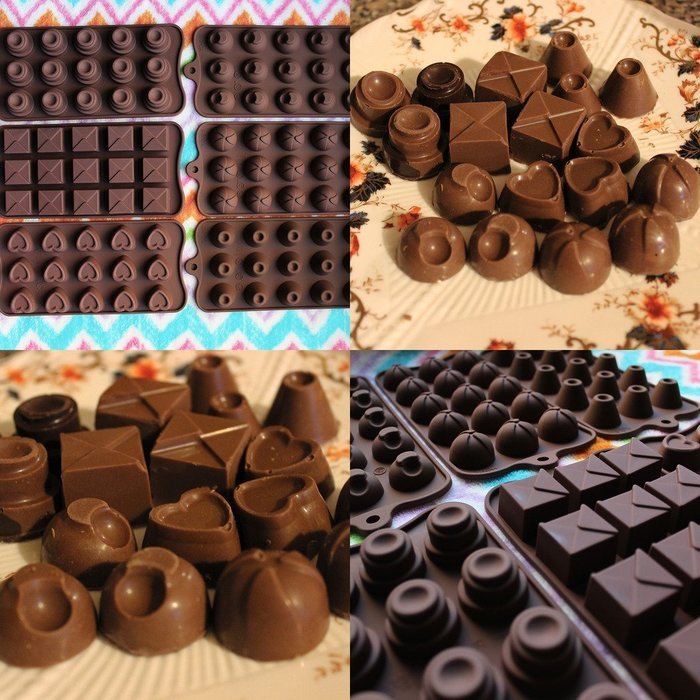 Set of 6 Flexible Silicone Chocolate Jelly Ice-cube Baking Cooling -90 Moulds- Trays by Kurtzy TM N2