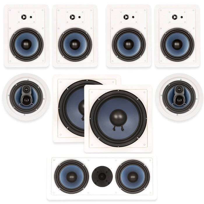 Blue Octave In Wall and In Ceiling 7.2 Home Theater 6.5" Speaker Set New 2800 Watts RHT637 N3