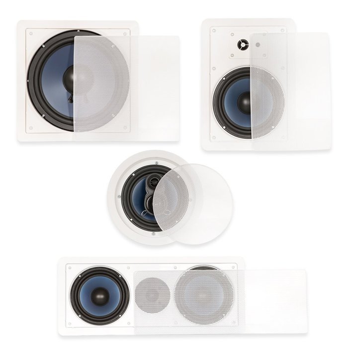Blue Octave In Wall and In Ceiling 7.2 Home Theater 6.5" Speaker Set New 2800 Watts RHT637 N4