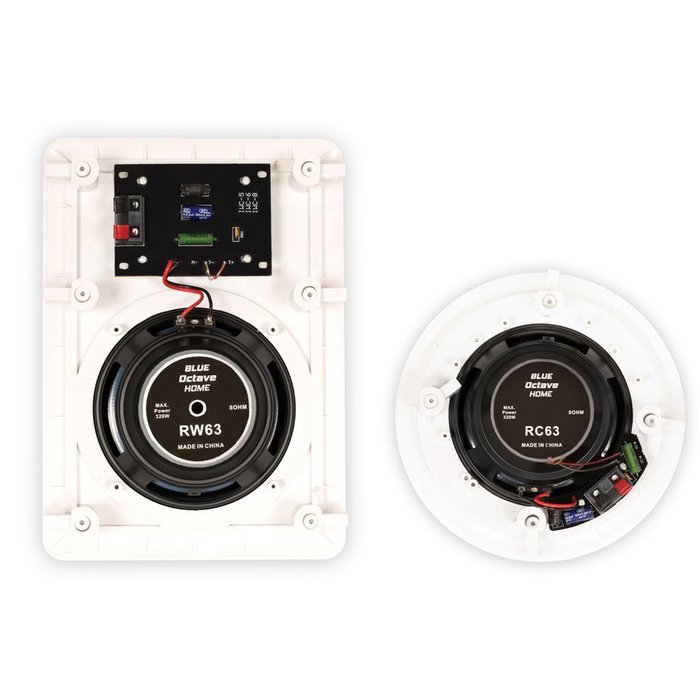 Blue Octave RH-635 In Wall and In Ceiling 6.5" Speakers Home Theater Surround Sound 5 Speaker Set N3