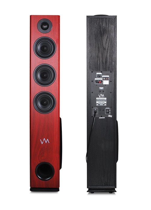 VM Audio EXAT32 Cherry/Black Floorstanding Powered Bluetooth Tower Speakers Pair N6