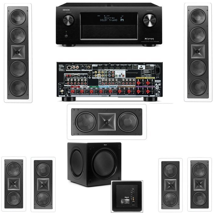 Klipsch KL-6504-THX(2 Speaker) In-Wall 7.1-SW-310 Denon AVR-X4000 IN-Command 7.2- White
