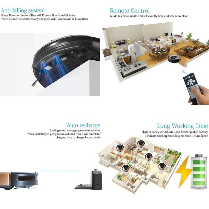 Robot Vacuum Cleaner Self-Docking with Drop-Sensing Gold N6