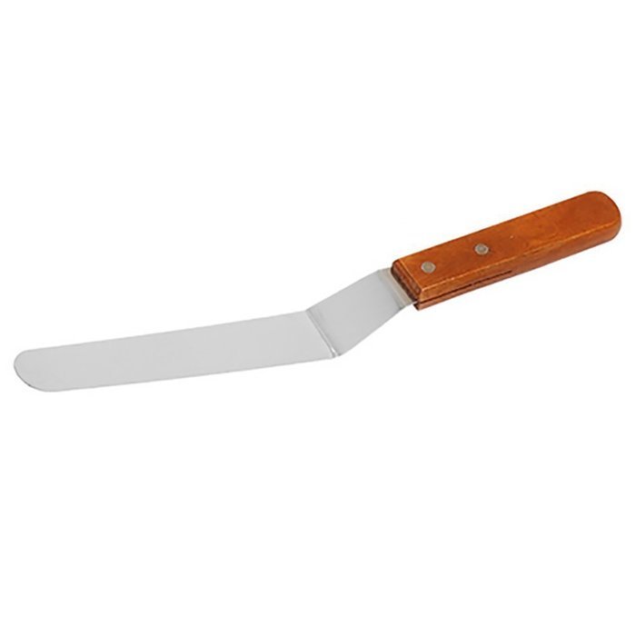 Angelduck Stainless Steel Blade Wood Handle Angled Icing Spatula, 8" N2