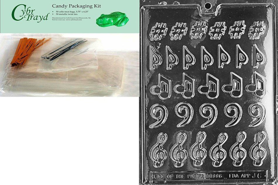Cybrtrayd J006 Music, Music, Music Chocolate Candy Mold with Exclusive Cybrtrayd Copyrighted Chocolate Molding... N2