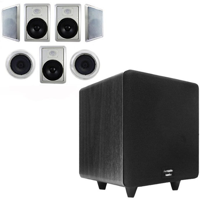 Acoustic Audio HT-87 In-Wall/Ceiling 7.1 Home Theater 8" Speakers and 15" Powered Sub HT-87-CS15B