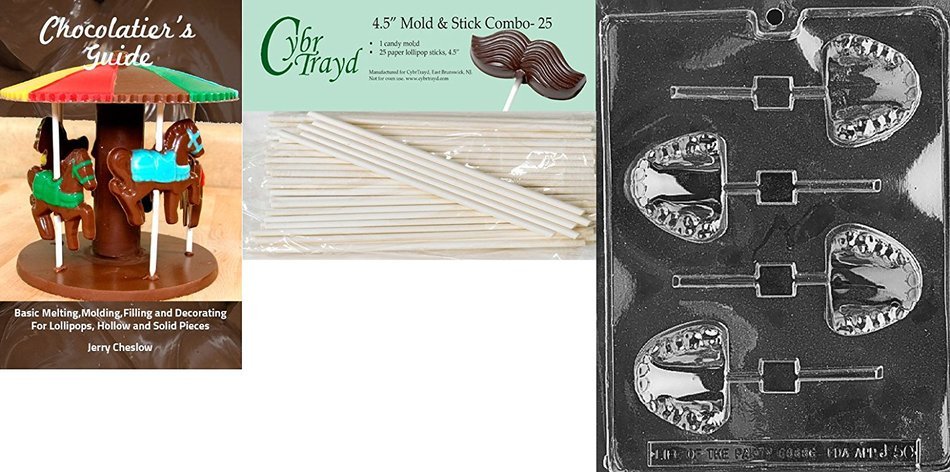 Cybrtrayd J050 Teeth Lolly Chocolate Candy Mold with Exclusive Cybrtrayd Copyrighted Chocolate Molding Instructions N3