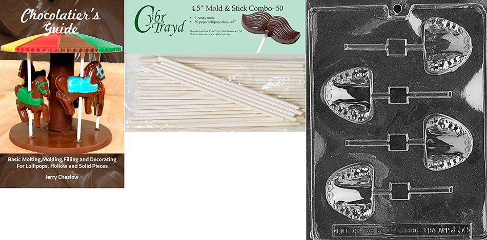 Cybrtrayd J050 Teeth Lolly Chocolate Candy Mold with Exclusive Cybrtrayd Copyrighted Chocolate Molding Instructions N4