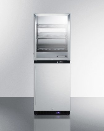 Summit FRBW51 24" 24" 4 cu. ft. Upper Warming Cabinet and 4.72 cu. ft. Lower All-Freezer in Stainless Steel