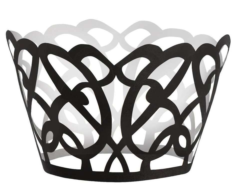 Wilton 415-1473 Cupcake Wrappers, Swirls, Black, 18-Pack