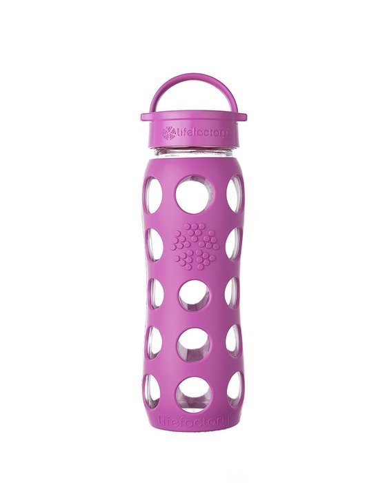 Lifefactory 22-Ounce BPA-Free Glass Water Bottle with Leakproof Cap & Silicone Sleeve, Transparent N3
