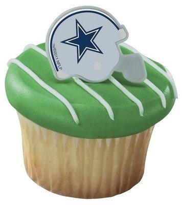 NFL Dallas Cowboys Football Helmet Cupcake Rings - 12 pc