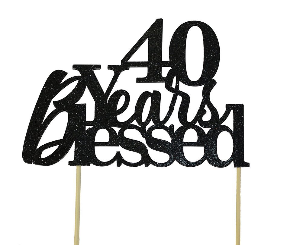 All About Details Black 40-Years-Blessed Cake Topper