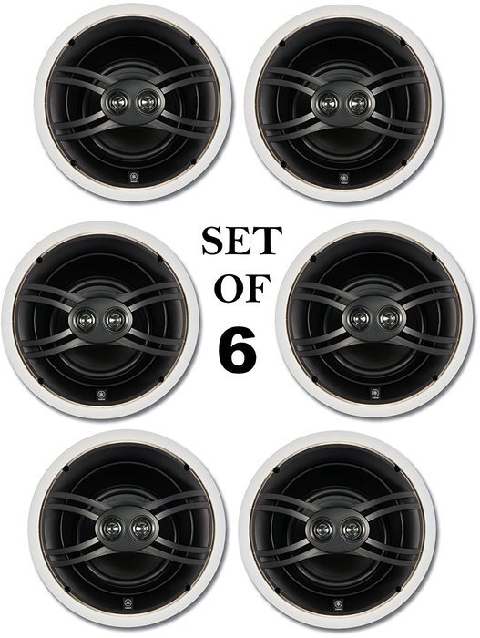 Yamaha In-Ceiling 3-Way 100 watts Natural Sound Custom Easy-to-install Speakers (Set of 6) with Dual Tweeters... N3